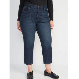 Old Navy High-Waisted Button-Fly Slouchy Straight Cropped Jeans in Size 16 NWT